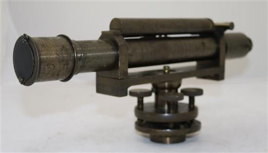 A 19th century lacquered brass surveyors level, signed Dancer Optician, Manchester, 14.5in.